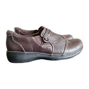 Clarks Collection Ultimate Comfort Womens Leather Shoes Flats 8 Brown Slip On